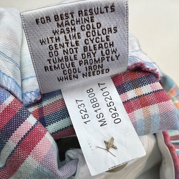 Peter Millar Madras Shorts Men's Size 38 Cape Red Golf Outdoors Plaid Linen - Picture 6 of 9